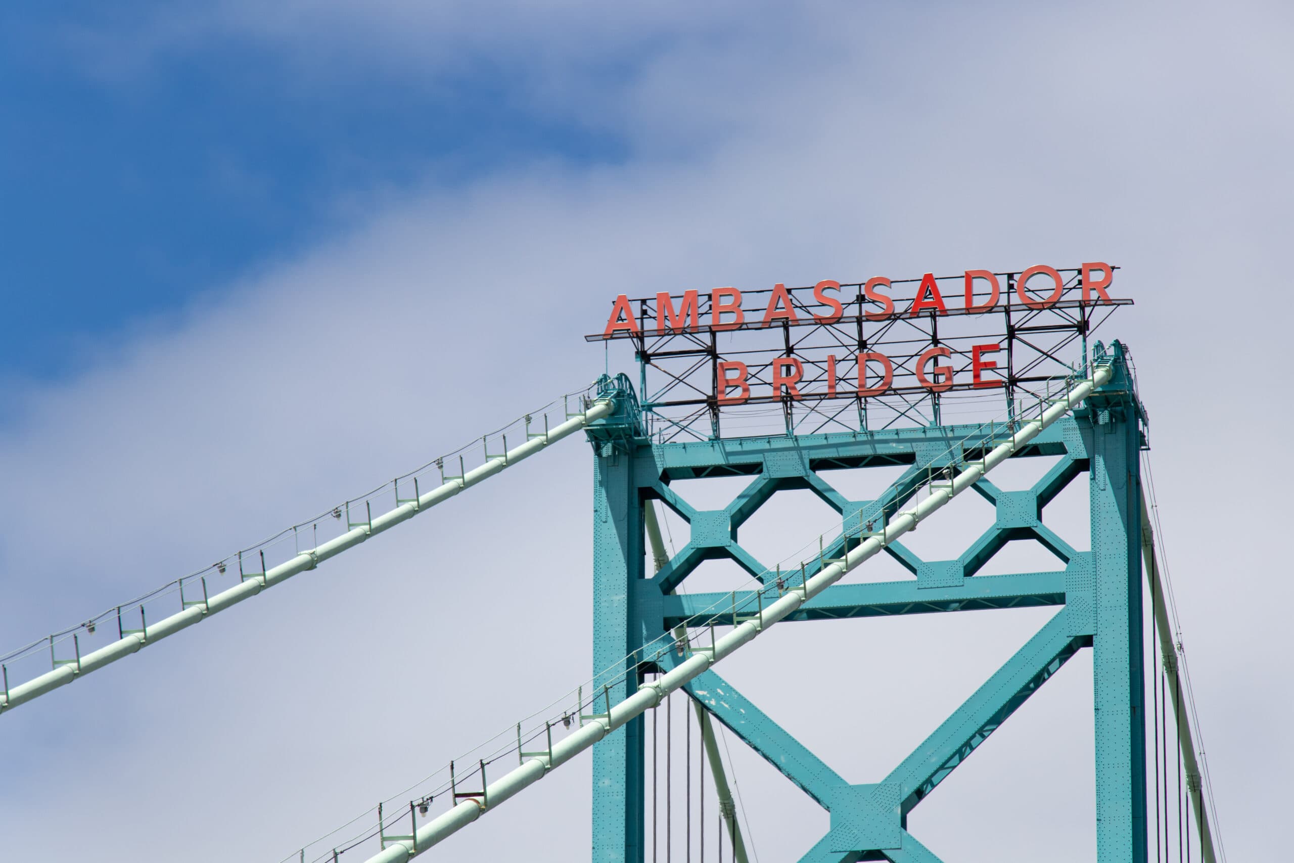 Canada-US Border Crossing Ambassador Bridge Sign
