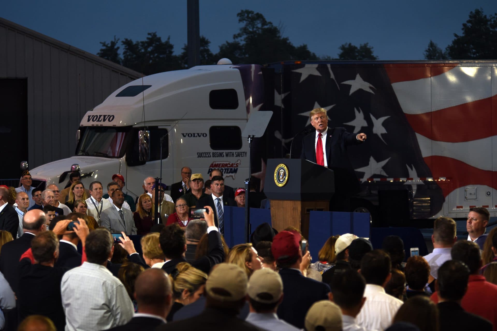 President Trump speaks in front of crowd